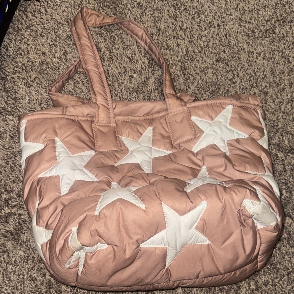 Quilted Star Tote Bag in Blush Pink